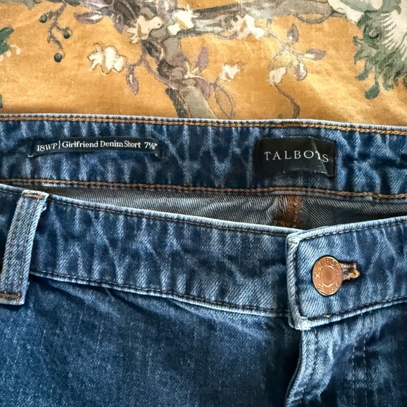 Talbots Dark Blue Denim Cuffed Jean Shorts - Picture 2 of 2